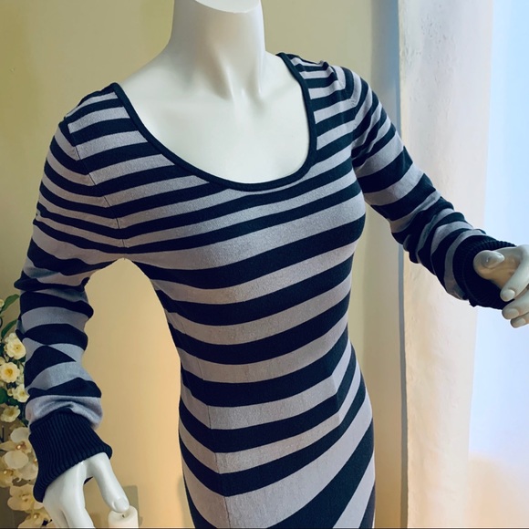 Grey Stripe Sweater Mini Dress - Picture 3 of 8
